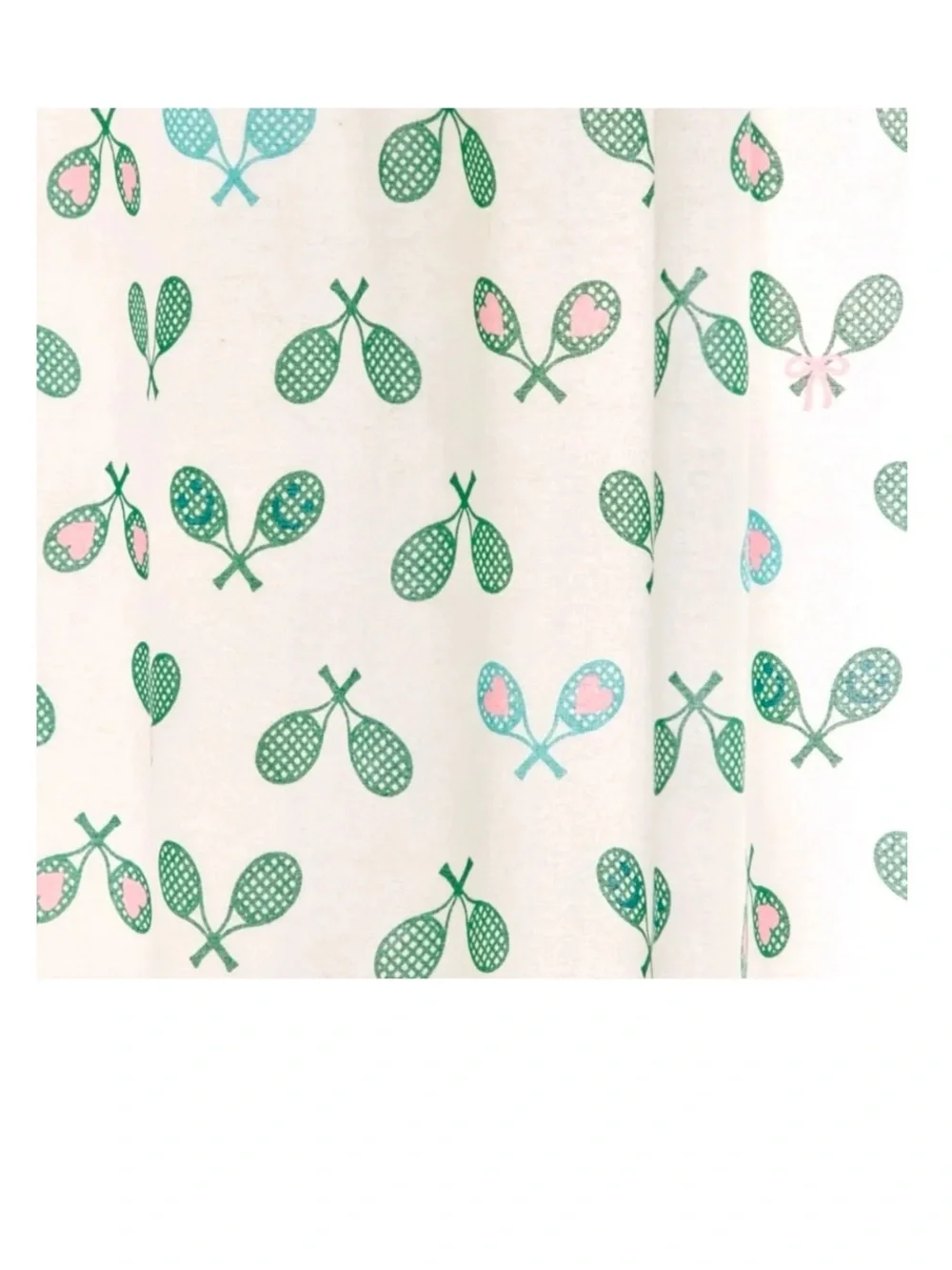 Urban Outfitters Green and Pink Tennis Racket Pattern Shower Curtain NWT